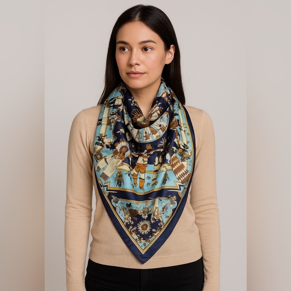 2150- Southwestern Tribal Print Women’s Scarf 100% Polyester NWT - Picture 1 of 8